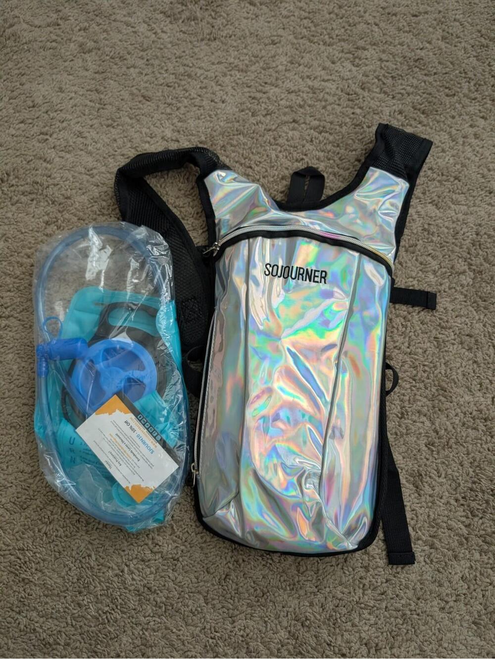 Y2K Festival Sojourner Holographic Iridescent 2L Hydration Pack NWOT